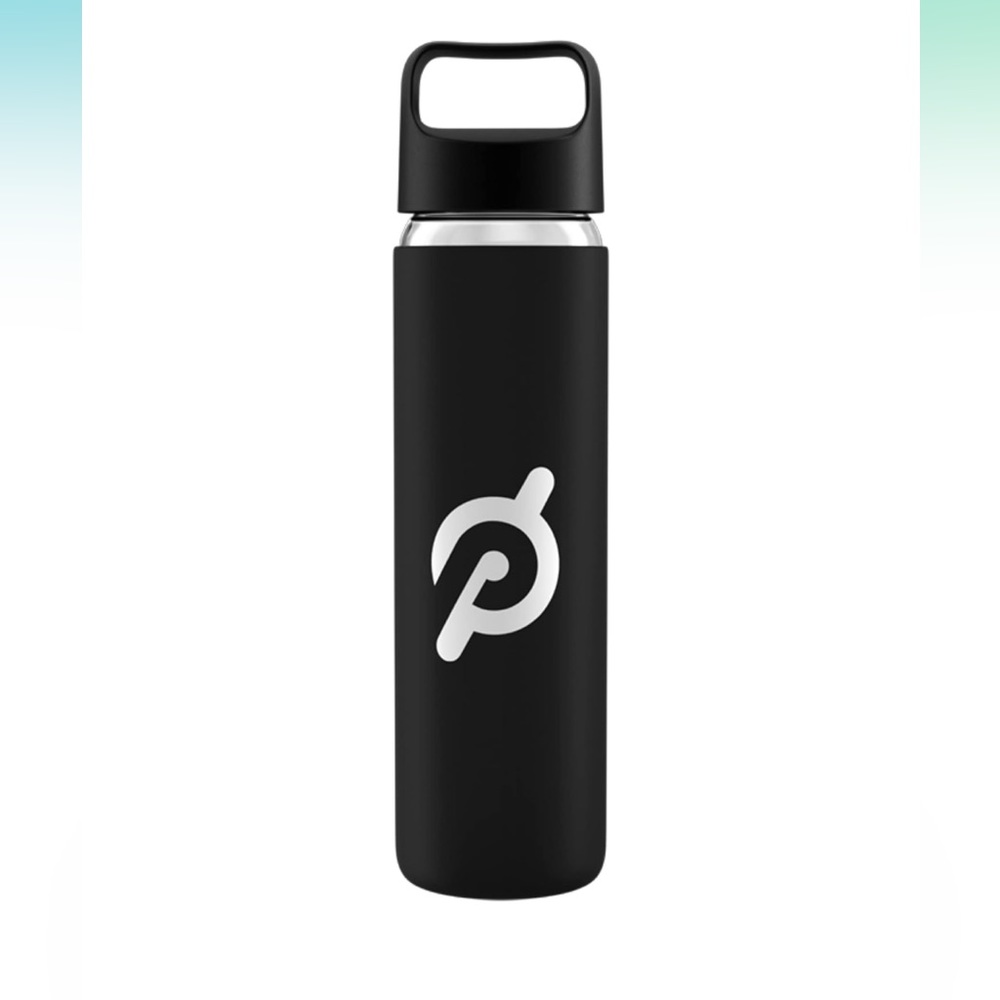 PELOTON Glass Water Bottle  16 oz. Bottle with Non-Slip Silicone Sleeve.